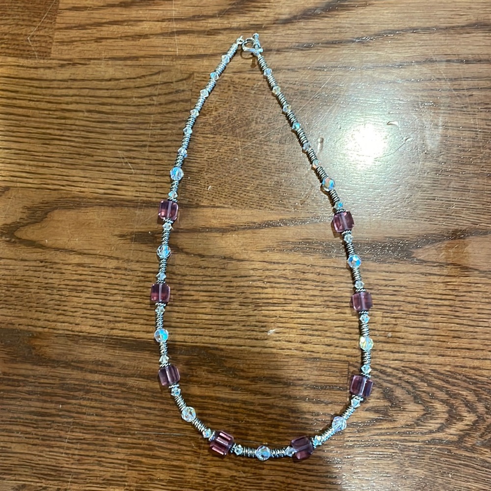 Pink and silver custom-made necklace